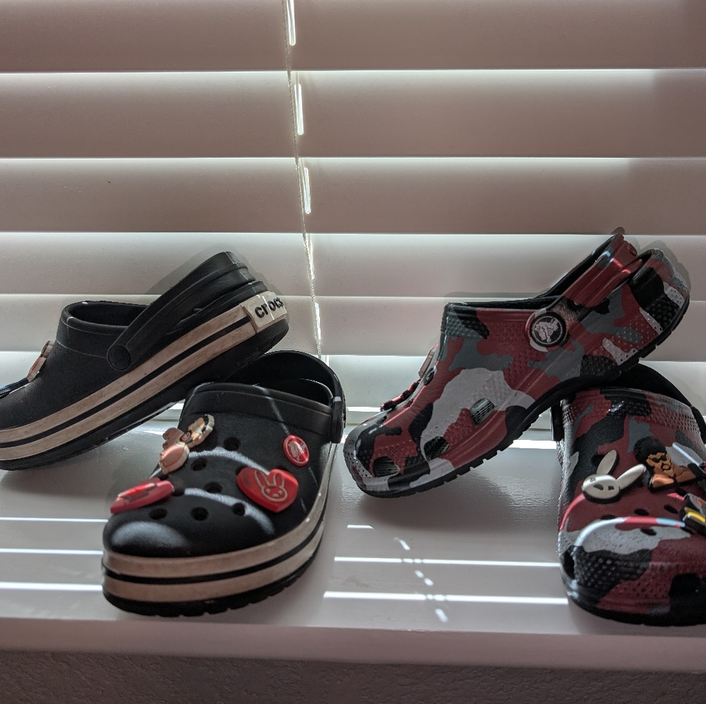 Bad Bunny Jibitz Toddler Crocs Bundle – 2 Pairs – Cute & Comfy Kids Shoes